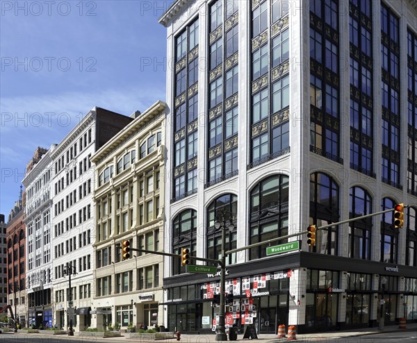 Street scene in downtown Detroit, Michigan, USA. Street scene in the city centre of Detroit,