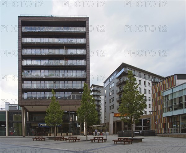 Leeds, west yorkshire, united kingdom, 16 july 2019: bars restaurants and modern apartment