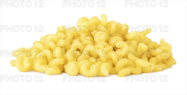 Heap of cavatappi isolated on a white background