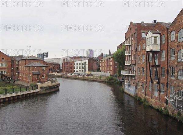 Leeds, west yorkshire, united kingdom, 4 july 2019: riverside view of the calls landing area of
