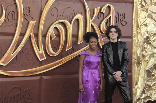 Calah Lane and Timothee Chalamet at the Los Angeles premiere of 'Wonka' held at the Regency Village