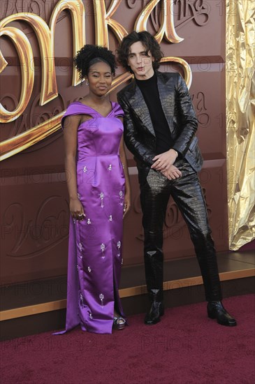 Calah Lane and Timothee Chalamet at the Los Angeles premiere of 'Wonka' held at the Regency Village