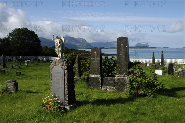 Cemetery in Skaland, Senja, Troms, Norway, Europe