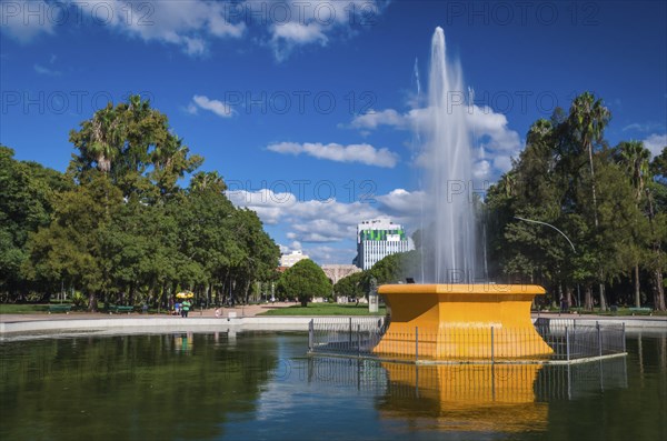 Porto Alegre, Rio Grande do Sul, Brazil, March 29, 2021: Fountain of redemption square on a