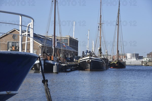 Den Helder, Netherlands. April 2023. Old schooners and tallships in Den Helder harbor