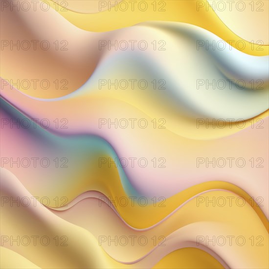Abstract pastel image with curves in pink, yellow, and blue, creating a gently flowing gradient