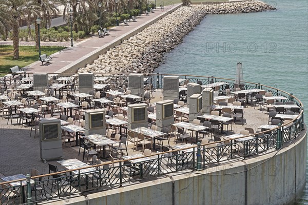 Outdoor air coolers at caffee terrace patio in Kuwait