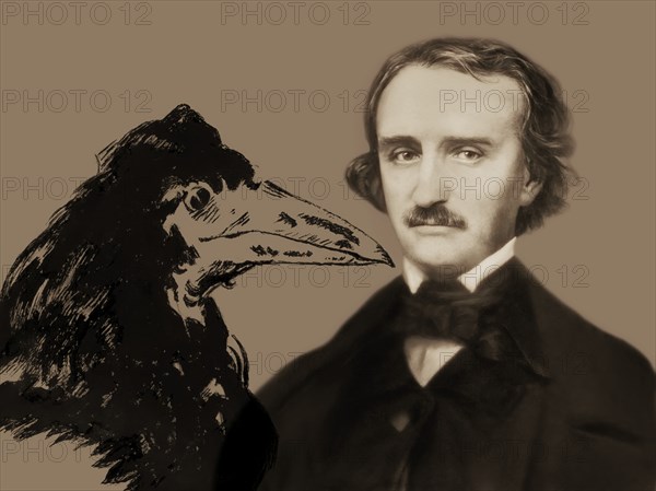 Portrait of Edgar Allan Poe, The Raven, by Edouard Manet, 1875, digitally edited