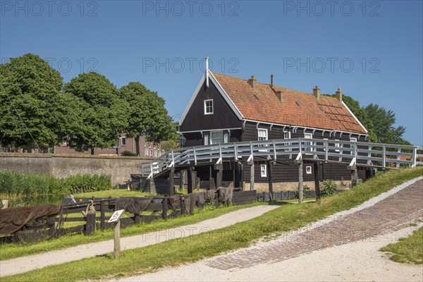 Enkhuizen, Netherlands, June 2022. The old fishermen's cottages at the Zuiderzee Museum in