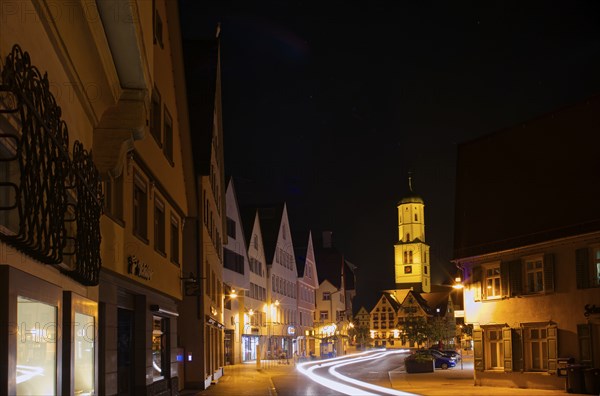 The market square in Biberach an der Riss, night shot, Biberach, Baden-Württemberg, Germany, Europe