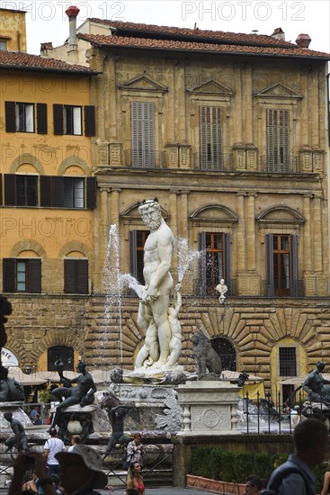 Florence, Italy. September 18, 2023. Piazza della Signoria in Florence, with its famous sculptures.
