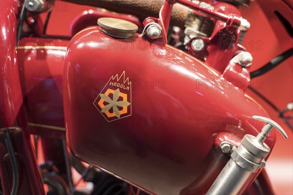 Logotype of the Megola Sport motorbike, Germany, 1922, PS.SPEICHER Museum, Einbeck, Lower Saxony,