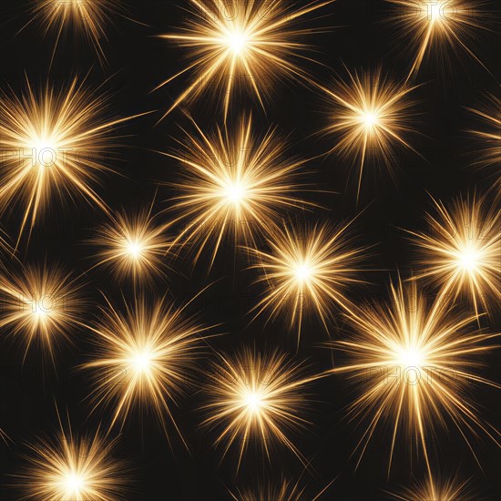 Bright, golden sparklers lighting up the night sky resembling stars, AI generated