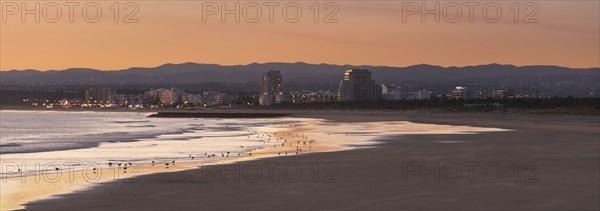 Panorama beach view in Monte Gordo from Vila Real de Santo Antonio in algarve, Portugal, Europe