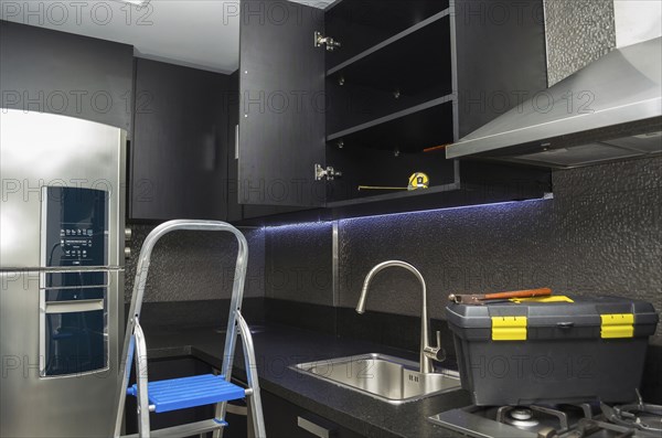 Renovation or repair in kitchen furniture, kitchen counter