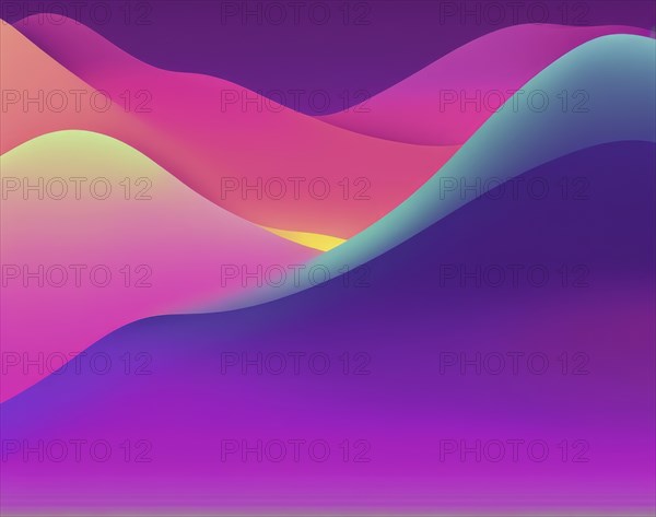 Minimalist abstract with gradient wavy shapes in pink, purple, and blue tones, AI generated