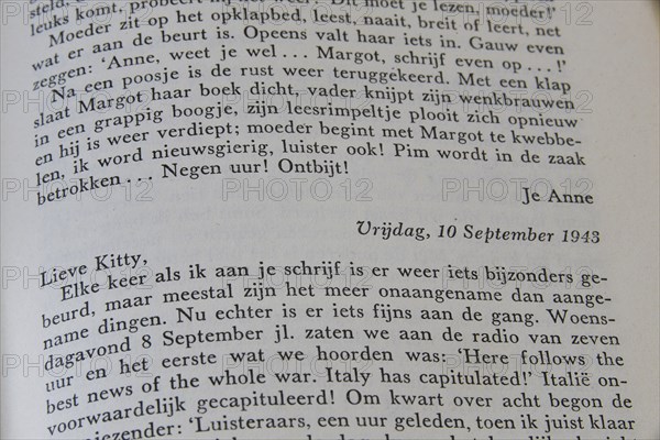 Amsterdam, Netherlands. October 2023.Excerpts from the diary of Anne Frank