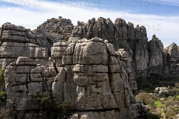 Limestone rock formations in El Torcal de Antequera nature reserve, in Spain