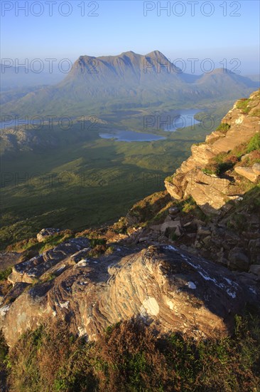 View of Suilven and Cul Mor, Sutherland, Scotland, Great Britain