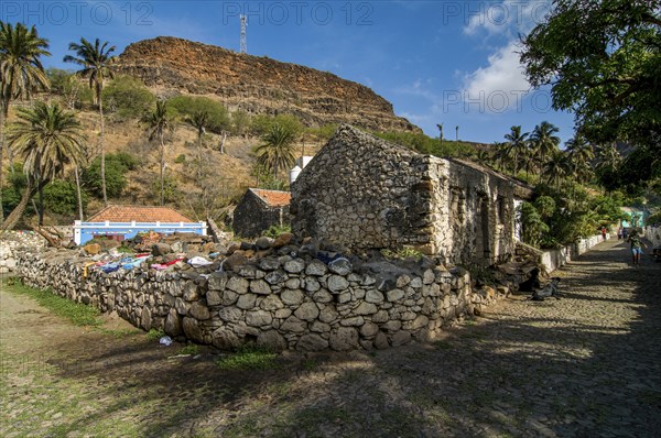 Buildings in picturesque old town of Ciudad Velha. Cidade Velha. Santiago. Cabo Verde. Africa