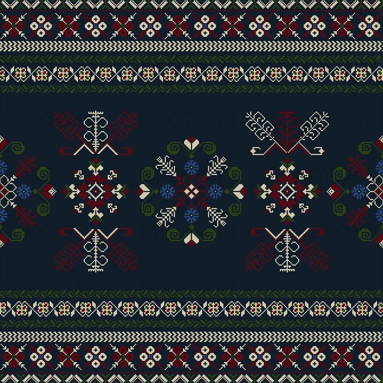 Traditional Latvian embroidery seamless pattern, vector illustration