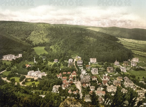 The town of Bad Harzburg in the Harz Mountains, Lower Saxony, Historic, digitally enhanced