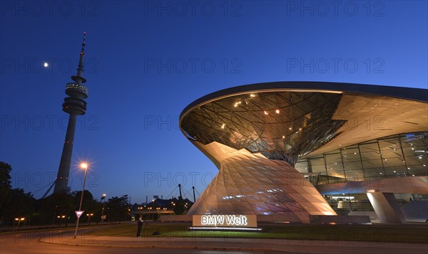 BMW World in evening light, Munich, Bavaria, Germany, Europe