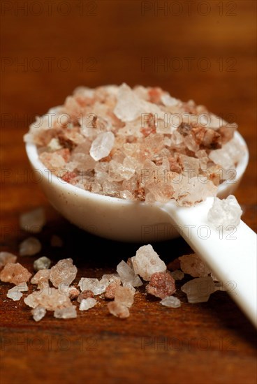 Spoon with natural salt, from the Salzkammergut, mill salt, salt