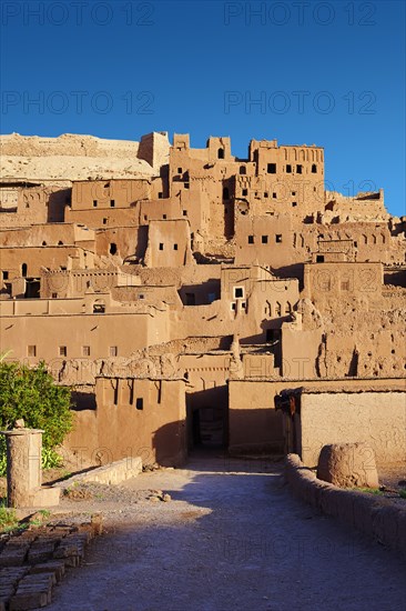 Adobe buildings of the Berber Ksar or fortified village of Ait Benhaddou, Sous-Massa-Dra Morocco