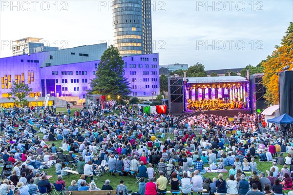 Open air concert in Essen's Stadtgarten Park, summer concert of the state government, North