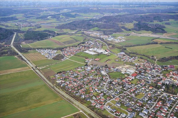 Aerial view of the area around Neumarkt in der Oberpfalz, Bavaria, Germany, Europe
