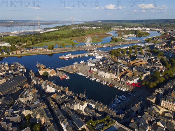 Aerial view, Honfleur, Calvados, Côte Fleurie, Basse Normandie, English Channel, France, Europe