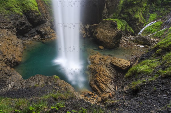 Waterfall on the Klausen Pass, Glarus, Switzerland, Europe
