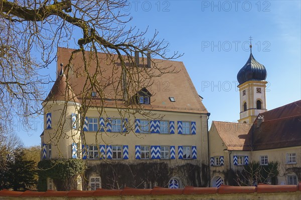 Wilfingen Castle, hunting lodge, windows, shutters, architecture, St. John Nepomuk Catholic Church