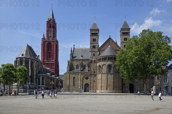 Sint-Jans Church and Saint Servatius Basilica on Vrijthof Square, Maastricht, Limburg Province,