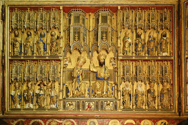 Crowning of the Virgin Mary in the centre of the late Gothic carved high altar, originally the main