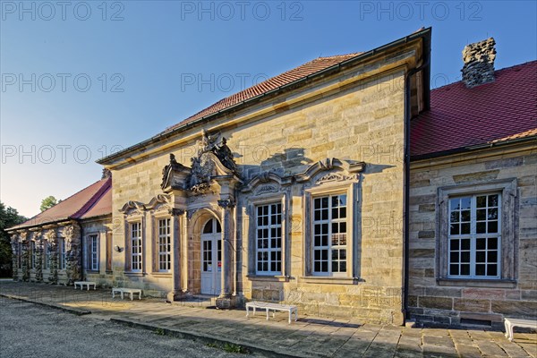 Old castle, summer palace, summer residence, four-winged building, entrance portal, Hermitage,