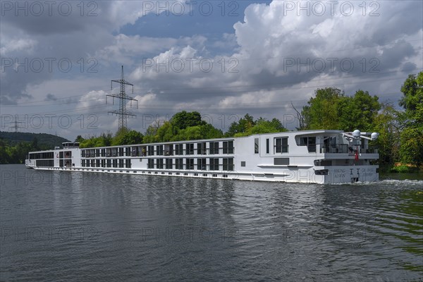 Swiss excursion boat on the Main, Eltmann, Lower Franconia, Bavaria, Germany, Europe
