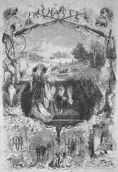 Symbolic photo for the hunt for the sight in 1869, France, Historic, digitally restored