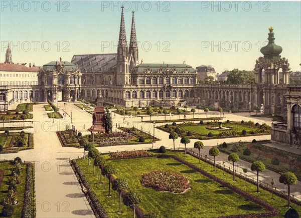 The Zwinger in Dresden, Saxony, Historic, digitally enhanced reproduction of a photochrome print