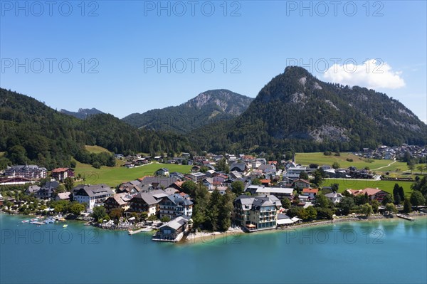 Drone shot, Fuschlsee, Fuschl am See, Salzkammergut, Land Salzburg, Austria, Europe