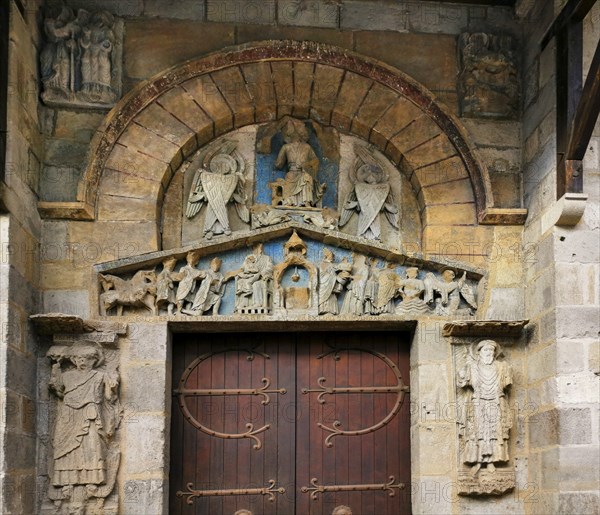 Clermont Ferrand. Tympanum of the romanesque church of Notre Dame du Port. Puy de Dome department.