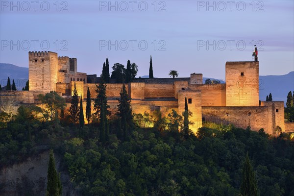Alhambra castle on Sabikah Hill, one of the most important buildings in the Moorish style, Unesco