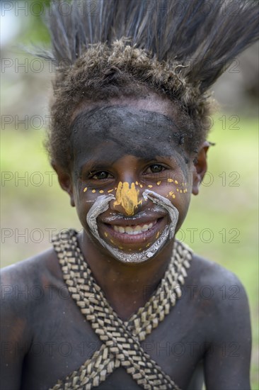 Portrait of a native boy, Mutin village, Lake Murray, Western Province, Papua New Guinea, Oceania