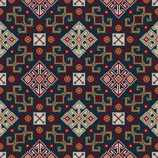 Traditional Georgian folk art embroidery vector pattern