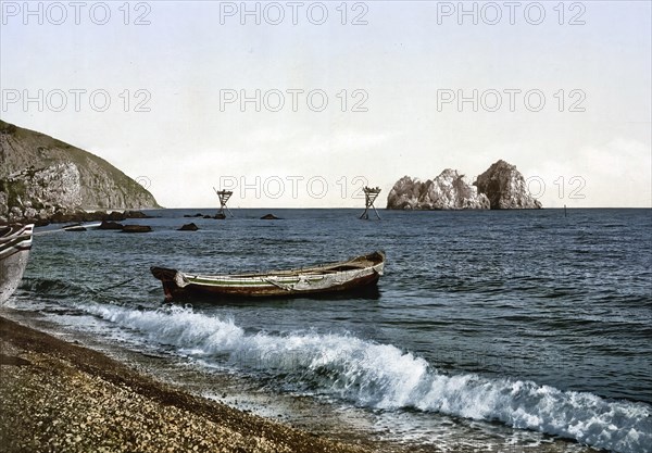 From the Gursuff, Gurzuf, Coast, Yalta, Crimea, Russia, Ukraine, c. 1890, Historical, digitally