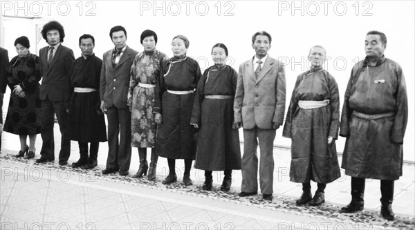 Faces of Mongolia under communist rule 1982 shows this photo.wedding party, MNG, Mongolia, Asia