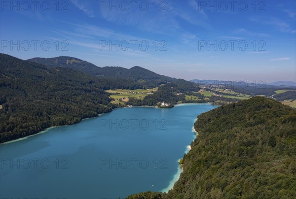 Drone shot, Fuschl Castle, Fuschlsee, Fuschl am See, Salzkammergut, Land Salzburg, Austria, Europe