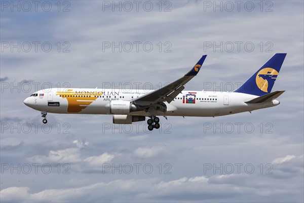 A Boeing 767-300ER aircraft of Mongolian Airlines MIAT with the registration number JU-1021 at