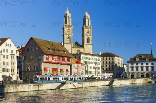 Zurich Grossmünster, Limmat, Zurich, Switzerland, Europe